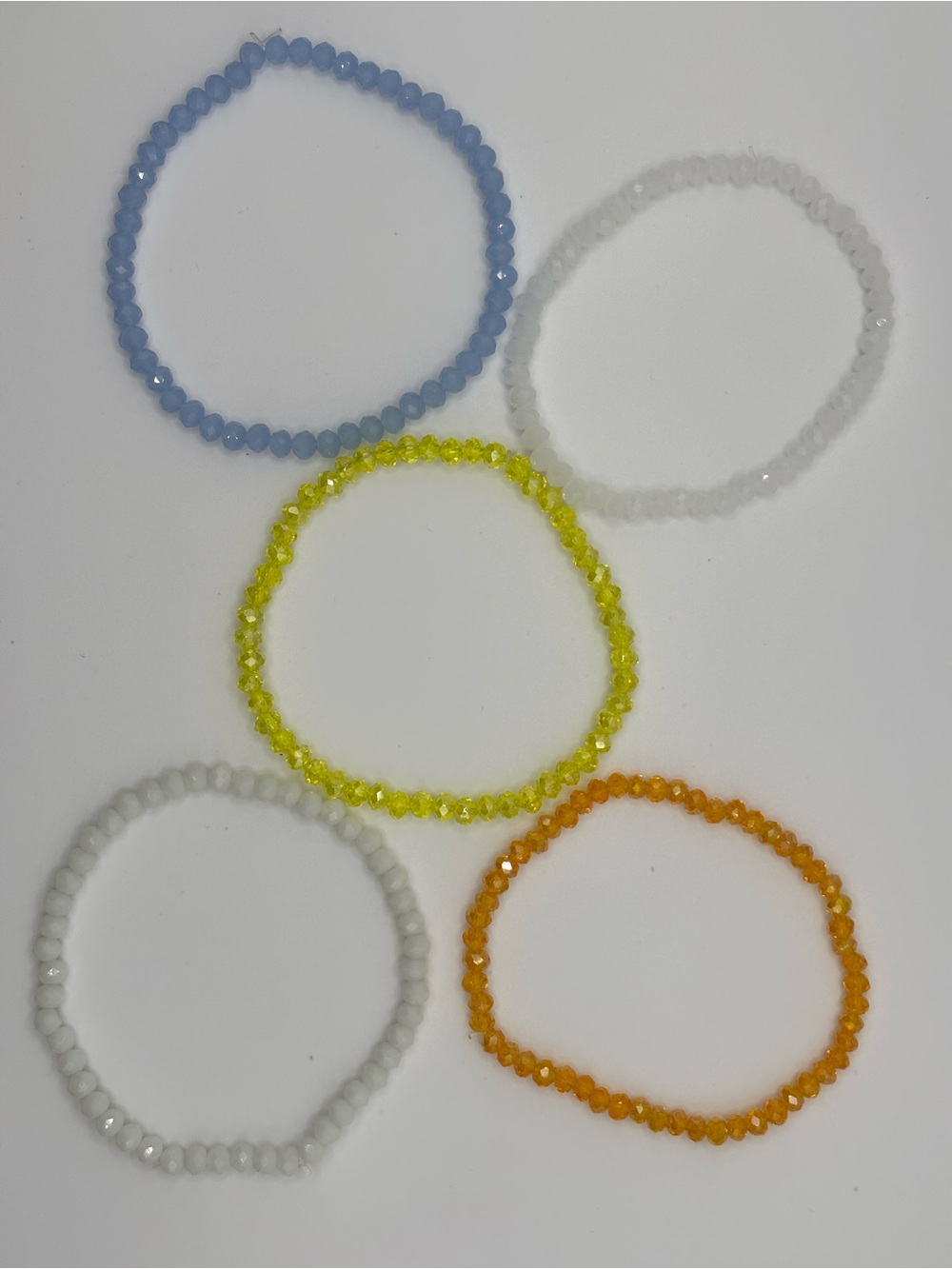 Colorful Beaded Stretch Bracelet Set - Blue, White, Yellow, Orange